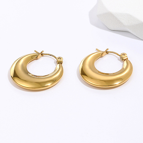 

PandaHall Stainless Steel Huggie Hoop Earrings for Women, Real 18K Gold Plated, 23x23mm Stainless Steel Ring