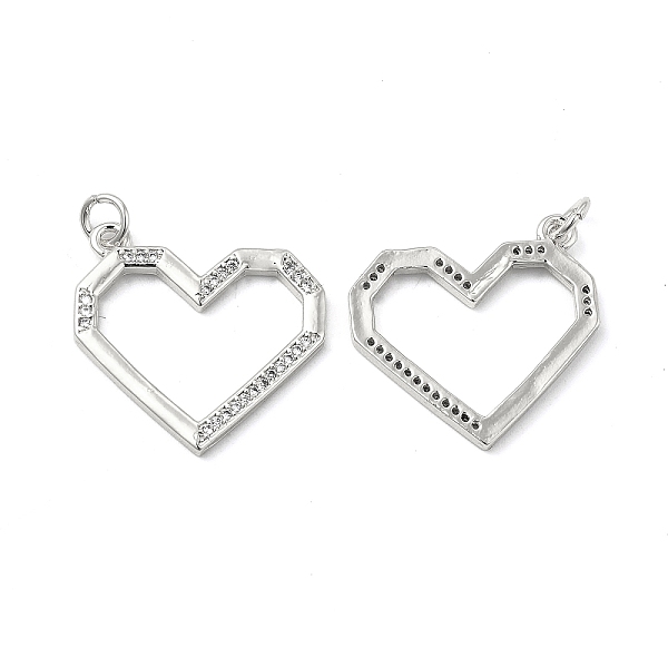 

PandaHall Brass Micro Pave Cubic Zirconia Pendants, with Jump Ring, Faceted Heart Charm, Platinum, 21x23x2mm, Hole: 3.5mm Brass+Cubic..., Clear