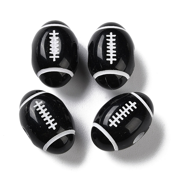 

PandaHall Spray Printed Opaque Acrylic European Beads, Large Hole Beads, Rugby, Black, 18x12mm, Hole: 4mm, about 500pcs/500g Acrylic Rugby...