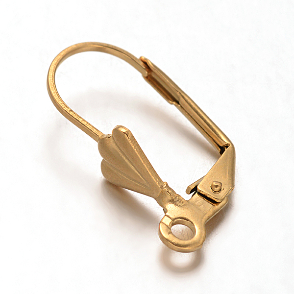 

PandaHall Ion Plating(IP) 304 Stainless Steel Shell Leverback Earring Findings, with Loop, Golden, 19.5x11x6mm, Pin: 0.7mm, Hole: 2mm 304...