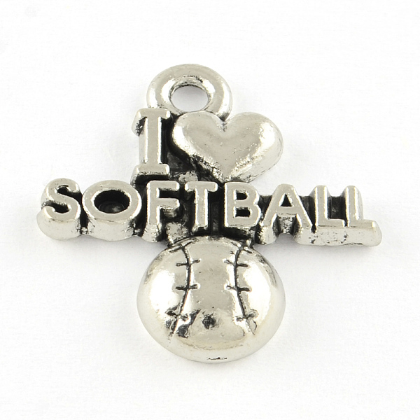 

PandaHall Softball Tibetan Style Alloy Pendants, Cadmium Free & Lead Free, Antique Silver, 20x19x3mm, Hole: 2mm, about 680pcs/1000g Alloy...
