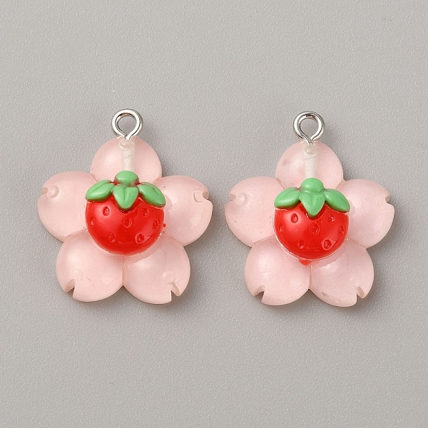 

PandaHall Acrylic Pendants, with Platinum Plated Iron Findings, Flower Charm, Pink, 24x21.5x7.5mm, Hole: 1.5mm Iron+Acrylic Flower Pink