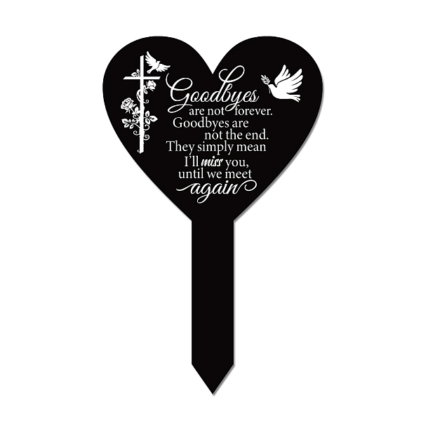 

PandaHall GLOBLELAND Memorial Remembrance Plaque Stake Acrylic Plaque Memorial Commemoratory Sign Garden Remembrance Decoration Goodbyes are..., Black
