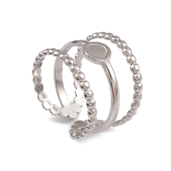 

PandaHall 304 Stainless Steel Triple Line Open Cuff Ring Findings, Bezel Cup Ring Settings, Flat Round, Stainless Steel Color, Inner...