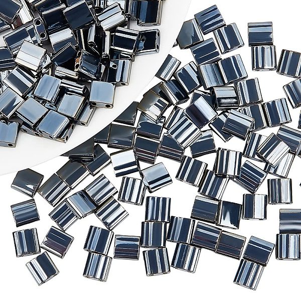 

PandaHall About 156 Pcs Metallic Tila Beads, 5x5mm 2-Hole Glass Seed Beads Rectangle Mini Beads Japanese Glass Beads for Bracelet Necklace..., Black