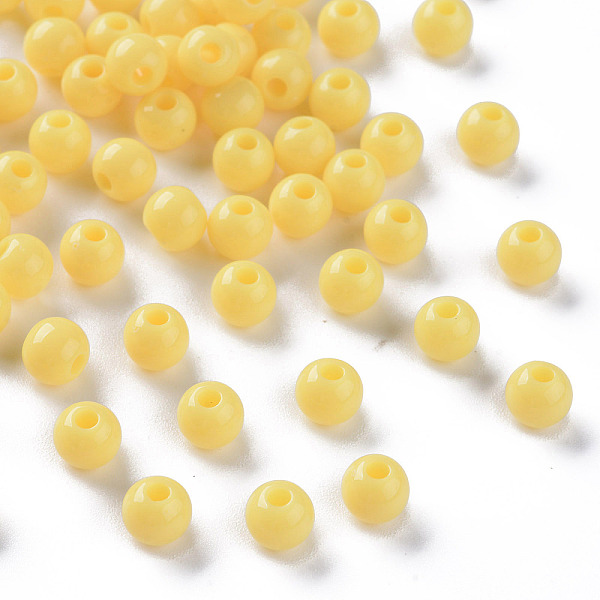 

PandaHall Opaque Acrylic Beads, Round, Gold, 6x5mm, Hole: 1.8mm, about 4400pcs/500g Acrylic Round Gold