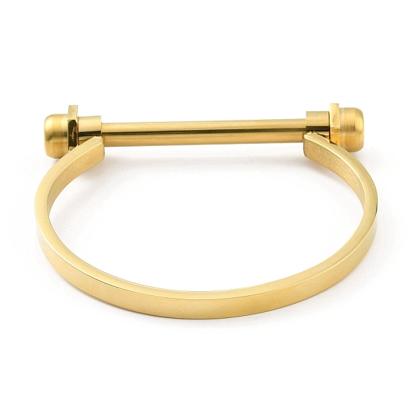

PandaHall 304 Stainless Steel D Shape Bar Screw Bangle, Shackle Horseshoe Bangle for Men Women, Golden, Inner Diameter: 2-1/8x2-3/8 inch...
