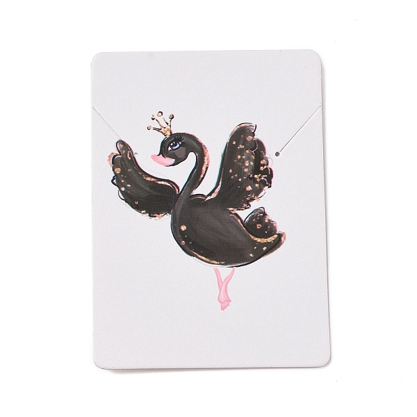 

PandaHall Rectangle Paper Necklace Display Cards, Jewelry Display Cards for Necklace Storage, White, Swan Pattern, 7x5x0.05cm, Hole: 1mm...