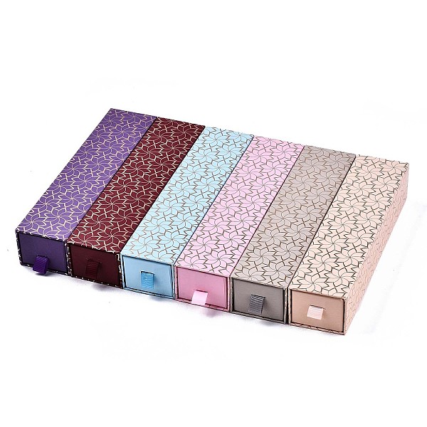

PandaHall Cardboard Jewelry Boxes, for Necklace & Ring, with Sponge Inside, Rectangle with Flower Pattern, Mixed Color, 9-1/2x2-3/8x2 inch..., Multicolor