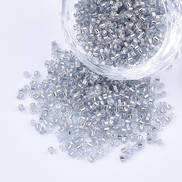 

PandaHall Glass Cylinder Beads, Seed Beads, Silver Lined, Round Hole, Silver, 1.5~2x1~2mm, Hole: 0.8mm, about 8000pcs/bag, about 85~95g/bag...