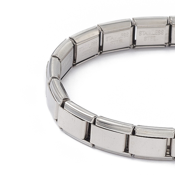 

PandaHall Tile Bracelet, 304 Stainless Steel Rectangle Beaded Stretch Bracelet for Women, Stainless Steel Color, Word, Inner Diameter: 2...