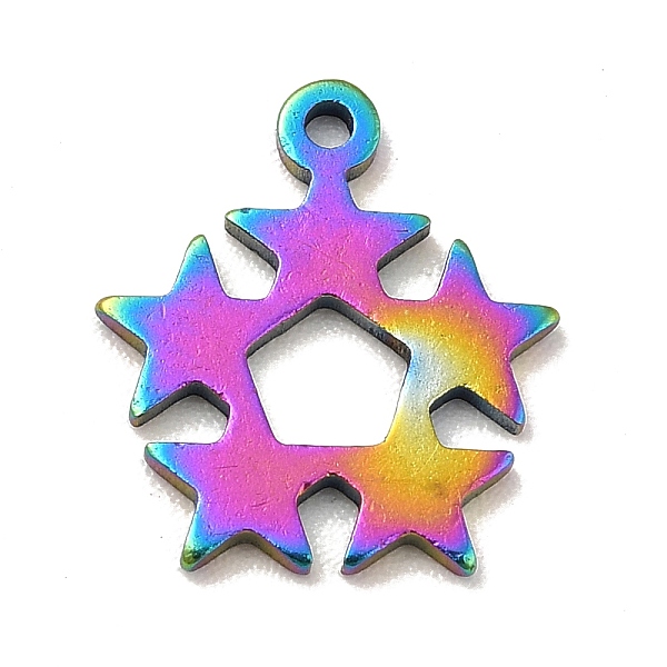 

PandaHall Ion Plating(IP) 201 Stainless Steel Pendants, Star Charms, Rainbow Color, 12.5x11x1mm, Hole: 1mm 201 Stainless Steel Star