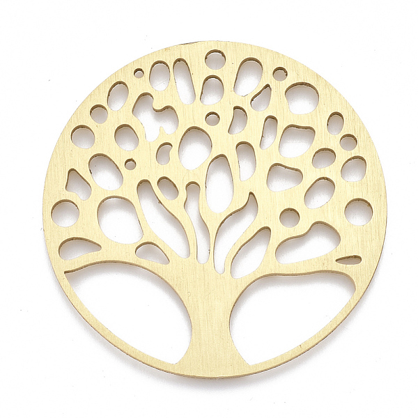 

PandaHall Aluminium Big Pendants, Laser Cut Big Pendants, Flat Round with Tree of Life, Golden, 50x1mm, Hole: 3mm Aluminum Flat Round