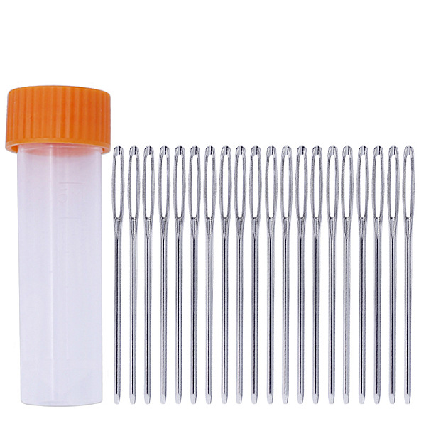 

PandaHall Iron Yarn Needles, Big Eye Blunt Needles, for Cross-Stitch, Knitting, Ribbon Embroidery, with Plastic Storage Bottle, Platinum..., Orange