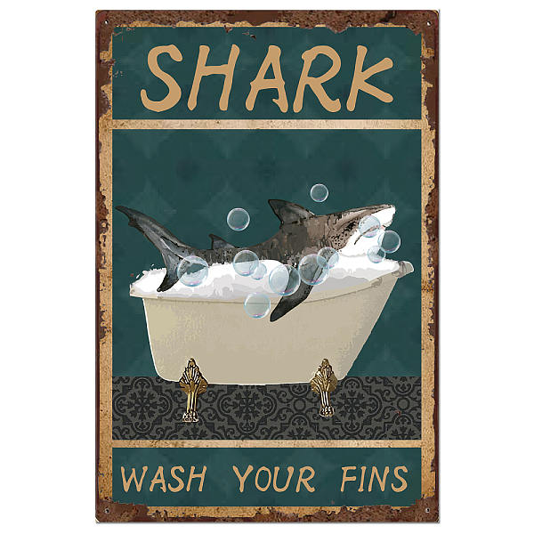 

PandaHall Vintage Metal Tin Sign, Iron Wall Decor for Bars, Restaurants, Cafes Pubs, Rectangle, Shark, 300x200x0.5mm Iron Shark