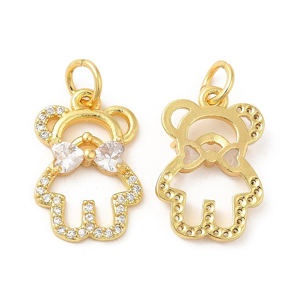 

PandaHall Brass with Cubic Zirconia Pendants, Long-Lasting Plated, Lead Free & Cadmium Free, Bear Charm, Real 18K Gold Plated, 19.5x13x3mm..., Clear