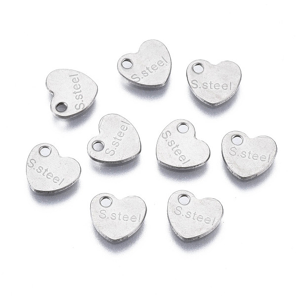 

PandaHall 201 Stainless Steel Charms, Stamping Blank Tag, Heart with Word S.Steel, Stainless Steel Color, 6.5x7x0.5mm, Hole: 1.2mm 201...