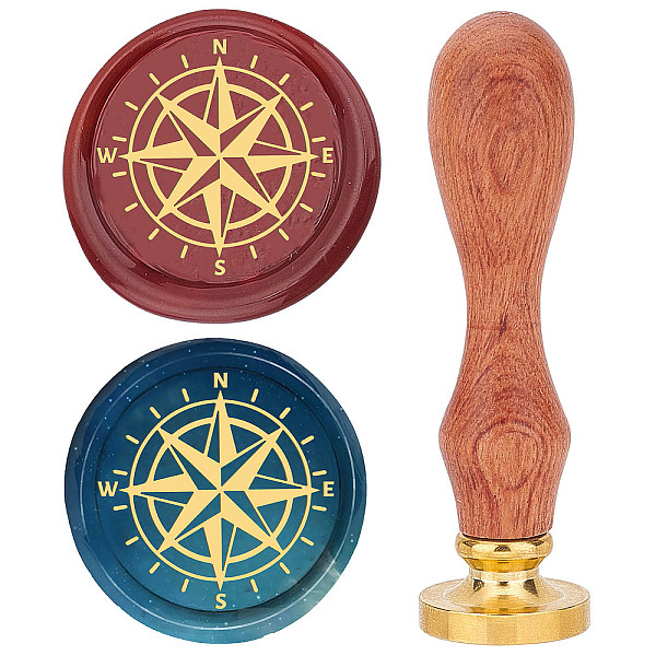 

PandaHall CRASPIRE Compass Wax Seal Stamp 25mm Sealing Wax Stamps Retro Rosewood Handle Removable Brass Head for Wedding Invitations...