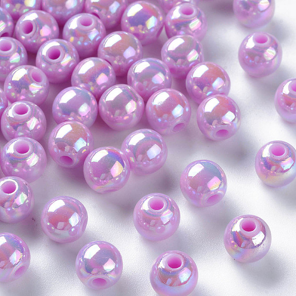 

PandaHall Opaque Acrylic Beads, AB Color Plated, Round, Violet, 8x7mm, Hole: 2mm Acrylic Round Purple