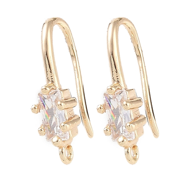 

PandaHall Brass Micro Pave Rectangle Cubic Zirconia Earring Hooks, Fishhook, Golden, 17.5x9x5mm, Hole: 1mm Brass+Rhinestone Others Clear