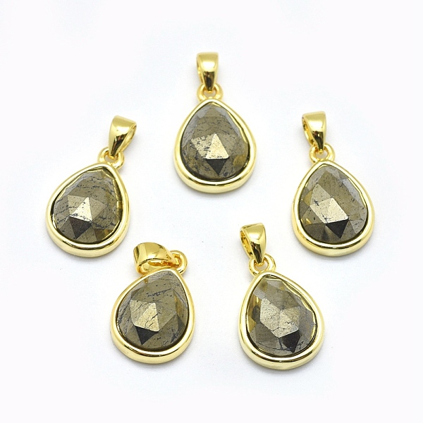 

PandaHall Natural Pyrite Pendants, with Golden Tone Brass Findings, teardrop, Faceted, 14.5x9.5x5mm, Hole: 2.5x3.5mm Pyrite Teardrop