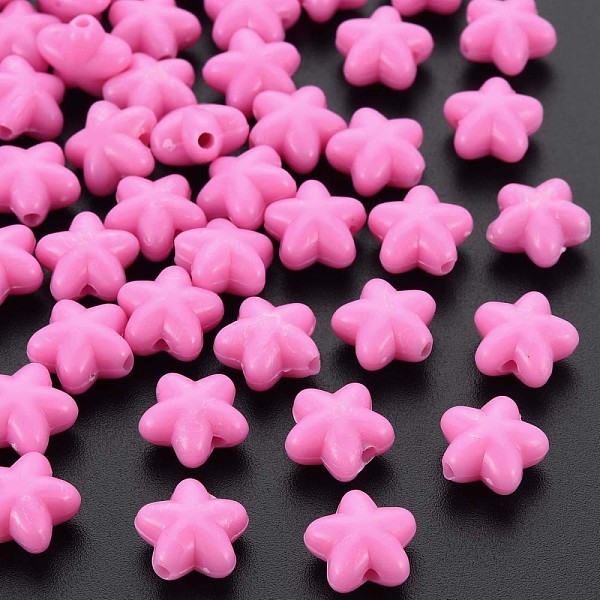 

PandaHall Opaque Acrylic Beads, Star, Hot Pink, 10x10.5x6mm, Hole: 1.6mm, about 1690pcs/500g Acrylic Star
