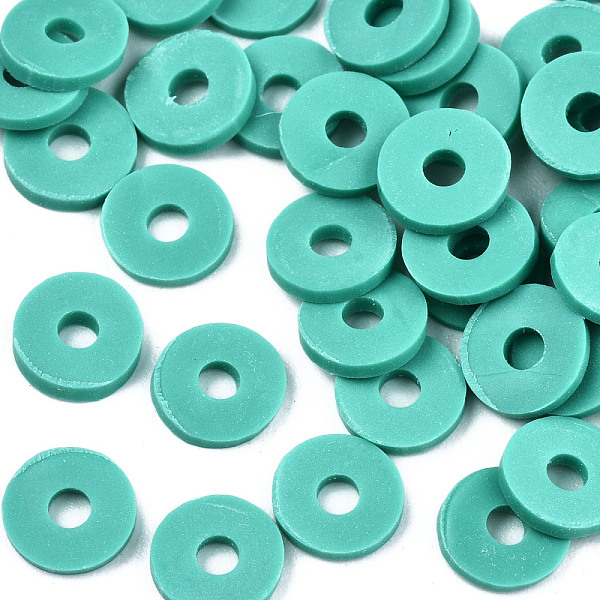 

PandaHall Handmade Polymer Clay Beads, for DIY Jewelry Crafts Supplies, Disc/Flat Round, Heishi Beads, Medium Turquoise, 4x1mm, Hole: 1mm...