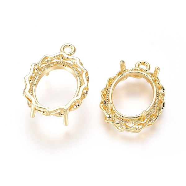 

PandaHall Brass Pendant Cabochon Settings, Oval, Nickel Free, Real 18K Gold Plated, 24.5x18.5x9mm, Hole: 2mm, Tray: 13x8.5mm Brass Oval