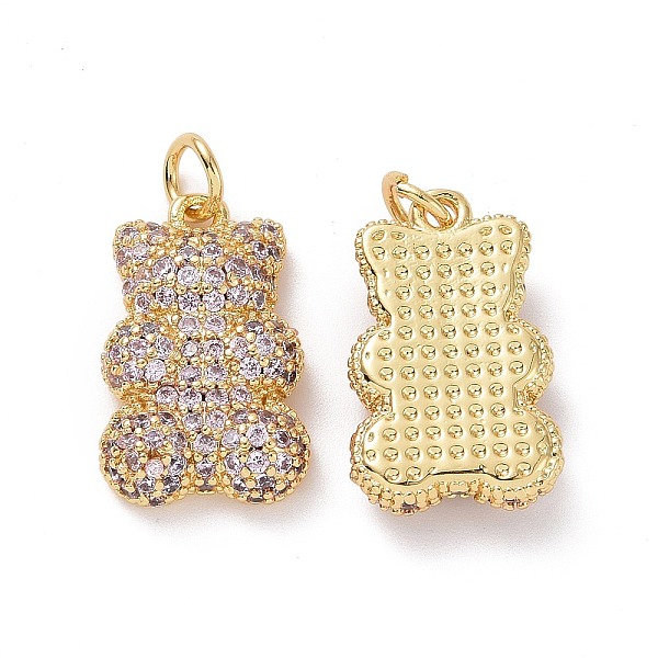 

PandaHall Brass Micro Pave Cubic Zirconia Pendants, with Jump Ring, Bear Charms, Golden, Pink, 19x12x4mm, Hole: 3mm Brass+Cubic Zirconia...