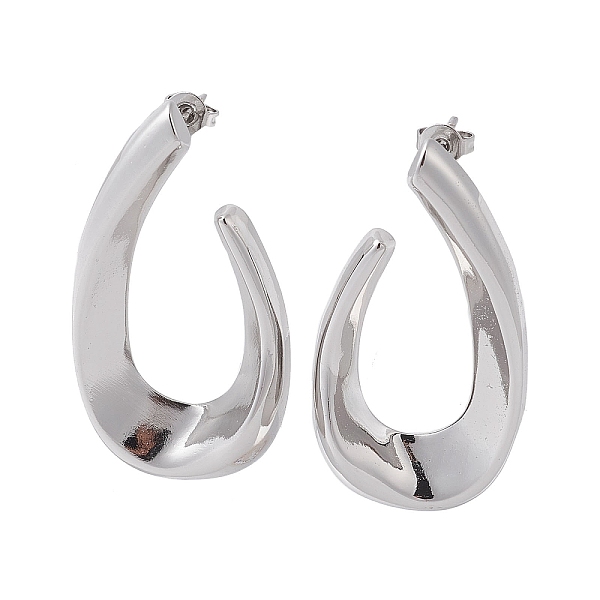

PandaHall Brass Stud Earrings, Teardrop, Platinum, 42x22mm Brass Teardrop