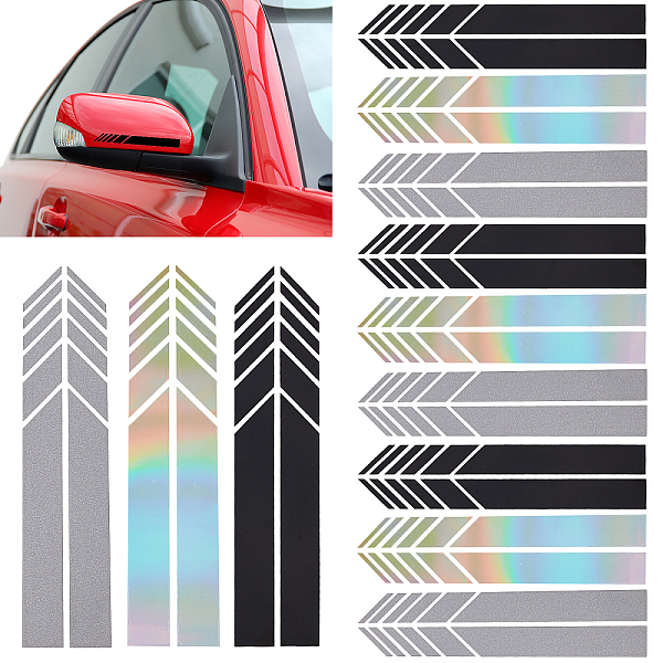 PandaHall SUPERFINDINGS 8Sets 2 Colors Car Rear View Mirror Stickers and 4 Set Colorful Arrow Decor DIY Car Body Sticker Side Decal Stripe...