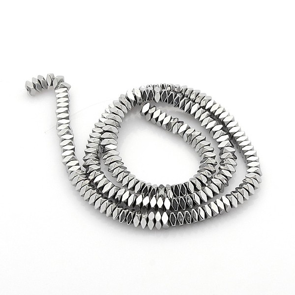

PandaHall Electroplate Non-magnetic Synthetic Hematite Beads Strands, Square, Faceted, Silver Plated, 4x2mm, Hole: 1mm, about: 106pcs/strand...