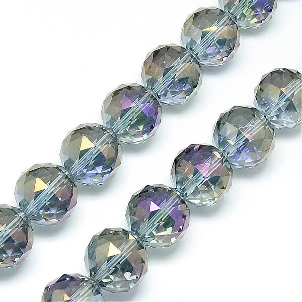 

PandaHall Electroplate Glass Bead Strands, Rainbow Plated, Faceted, Round, Mauve, 13~14x13~14mm, Hole: 1.5mm, about 50pcs/strand, 26 inch..., Purple