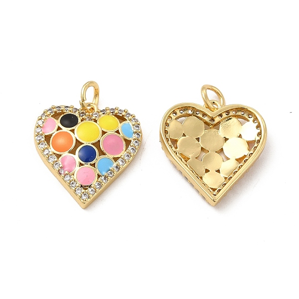 

PandaHall Brass Micro Pave Clear Cubic Zirconia Pendants, with Jump Ring & Enamel, Heart Charm, Real 18K Gold Plated, 17.5x16x3.5mm, Hole...