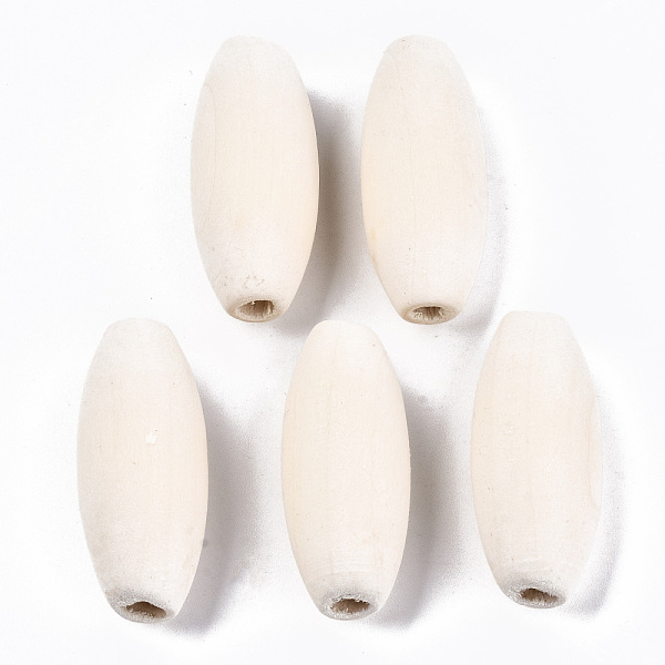 

PandaHall Unfinished Natural Wood Beads, Undyed, Large Hole Beads, Oval, Old Lace, 35x14mm, Hole: 4mm Schima Wood Oval