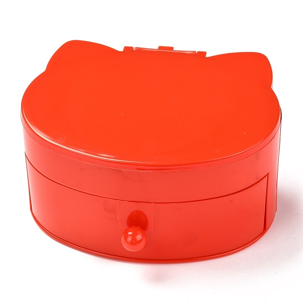 

PandaHall Cat Shaped Plastic Jewelry Boxes, Double Layer with Cover and Mirror, Red, 14x15.5x7.6cm, 5 compartments/box Plastic Cat Shape Red