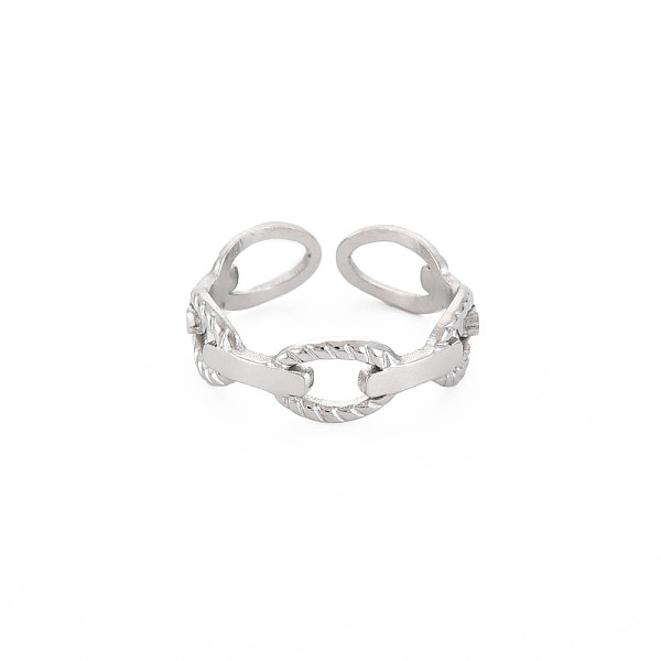 

PandaHall 304 Stainless Steel Cable Chain Shape Open Cuff Ring for Women, Stainless Steel Color, US Size 6 3/4(17.1mm) 304 Stainless Steel