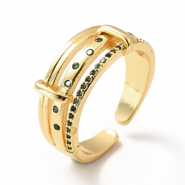 

PandaHall Cubic Zirconia Chunky Open Cuff Ring, Real 18K Gold Plated Brass Jewelry for Women, Lead Free & Cadmium Free, Green, US Size 6 1/4...