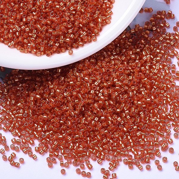 

PandaHall MIYUKI Delica Beads, Cylinder, Japanese Seed Beads, 11/0, (DB2158) Duracoat Silver Lined Dyed Clementine, 1.3x1.6mm, Hole: 0.8mm..., Red