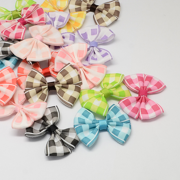 PandaHall Handmade Woven Costume Accessories, Grosgrain Bowknot, Mixed Color, 54x42x8mm Ribbon Bowknot Multicolor