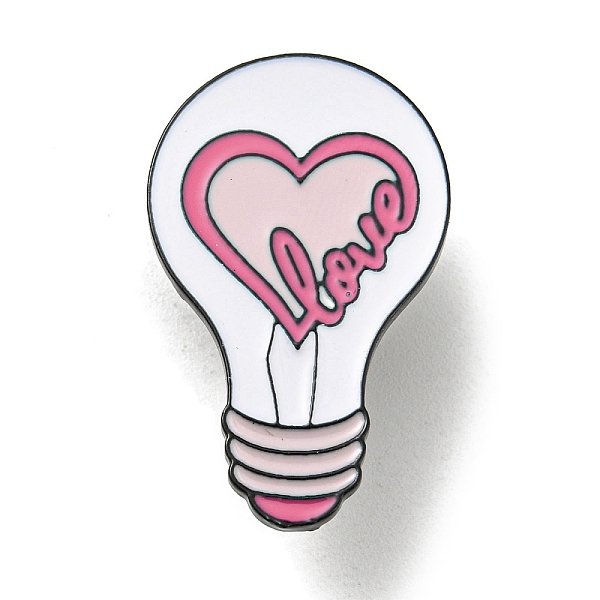 

PandaHall Valentine's Day Enamel Pins, Badge, Black Alloy Brooch for Backpack Clothes, Light Bulb, 30.5x18.5x1.5mm Alloy+Enamel Others Pink