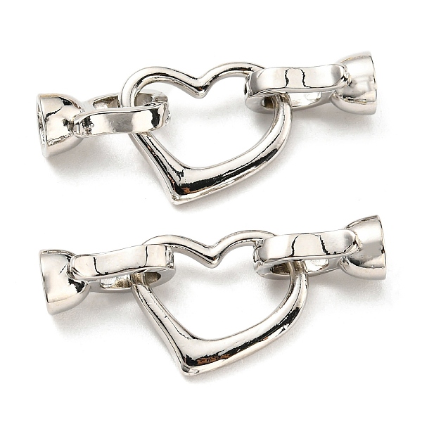 

PandaHall Rack Plating Eco-Friendly Brass Fold Over Clasps, Lead Free & Cadmium Free, Heart, Platinum, 34mm, Heart: 14x16x2mm, Inner...