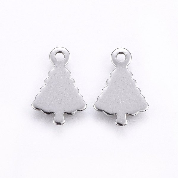 

PandaHall 201 Stainless Steel Charms, Stamping Blank Tag, Christmas Tree, Stainless Steel Color, 14x9x0.8mm, Hole: 1.4mm 201 Stainless Steel...