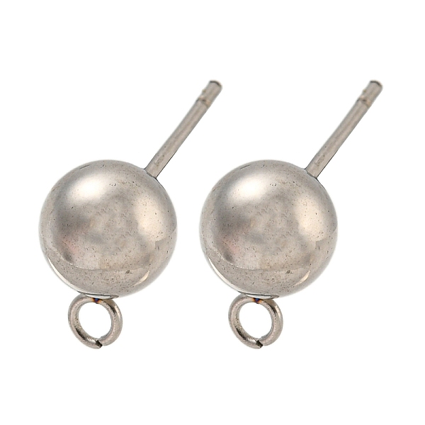 

PandaHall 304 Stainless Steel Stud Earring Findings, Round, Stainless Steel Color, 18x7x7mm, Hole: 1.8mm, Pin: 10x0.8mm 304 Stainless Steel...