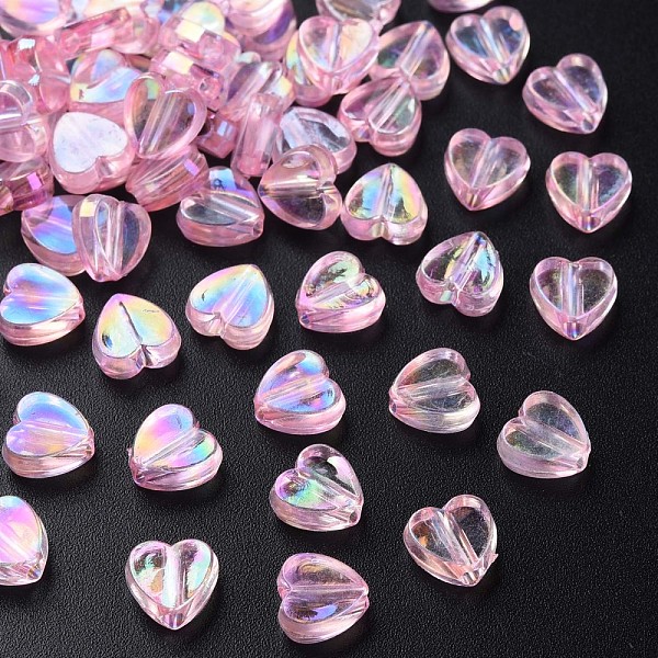 

PandaHall Transparent Acrylic Beads, AB Color Plated, Heart, Pearl Pink, 7.5x8x3mm, Hole: 1.8mm, about 3620pcs/500g Acrylic Heart