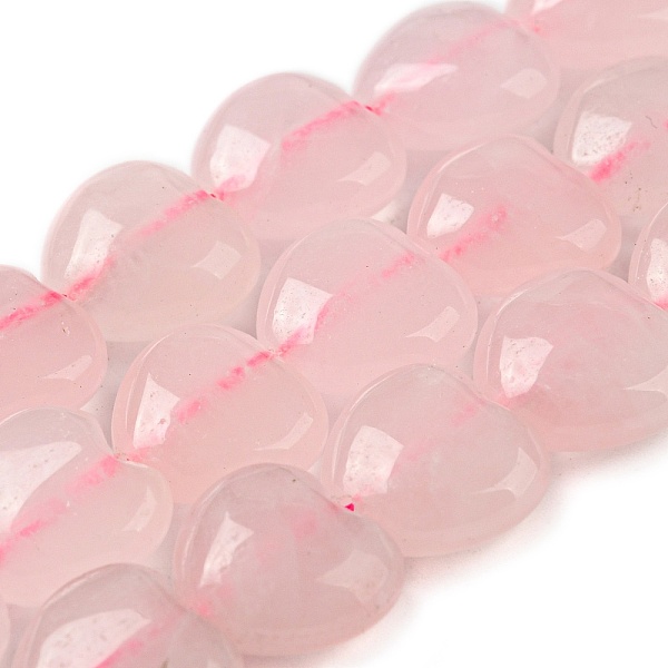 

PandaHall Natural Rose Quartz Beads Strands, Heart, 12x12~13x5.5~6mm, Hole: 1mm, about 33pcs/strand, 14.57''(37cm) Rose Quartz Heart