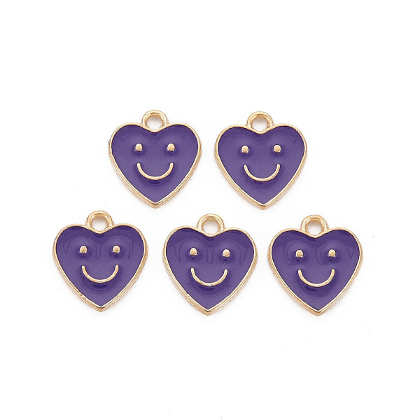 

PandaHall Alloy Enamel Charms, Cadmium Free & Lead Free, Light Gold, Heart with Smile, Indigo, 13x12x1.5mm, Hole: 1.6mm Alloy+Enamel Heart..., Purple