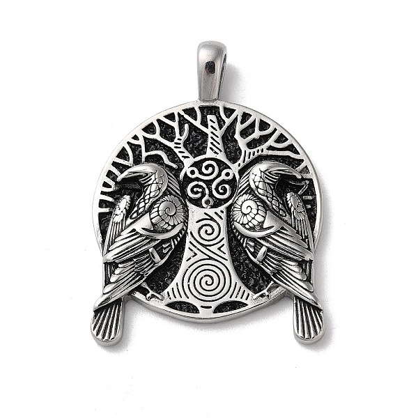 

PandaHall Viking 304 Stainless Steel Big Pendants, Tree with Eagle Charms, Antique Silver, 50x36.5x5mm, Hole: 8x5mm. 304 Stainless Steel...