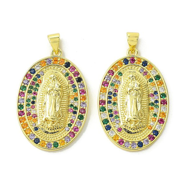 

PandaHall Brass Micro Pave Colorful Cubic Zirconia Pendants, Real 18K Gold Plated, Huamn, Oval, 31.5x21x4mm, Hole: 4x3mm Brass+Cubic...