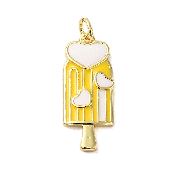 

PandaHall Rack Plating Brass Enamel Pendants, with Jump Ring, Cadmium Free & Lead Free, Real 18K Gold Plated, Ice Cream Charm, Yellow...
